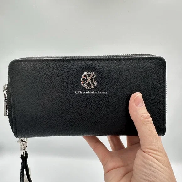 CXL Christian Lacroix Black Double Zip‎ Wristlet Wallet NWT Zip Around New - Picture 2 of 9